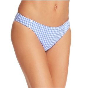 Nanette Lepore Gingham Bikini Capri Blue Checked Swim Bottoms Size Large